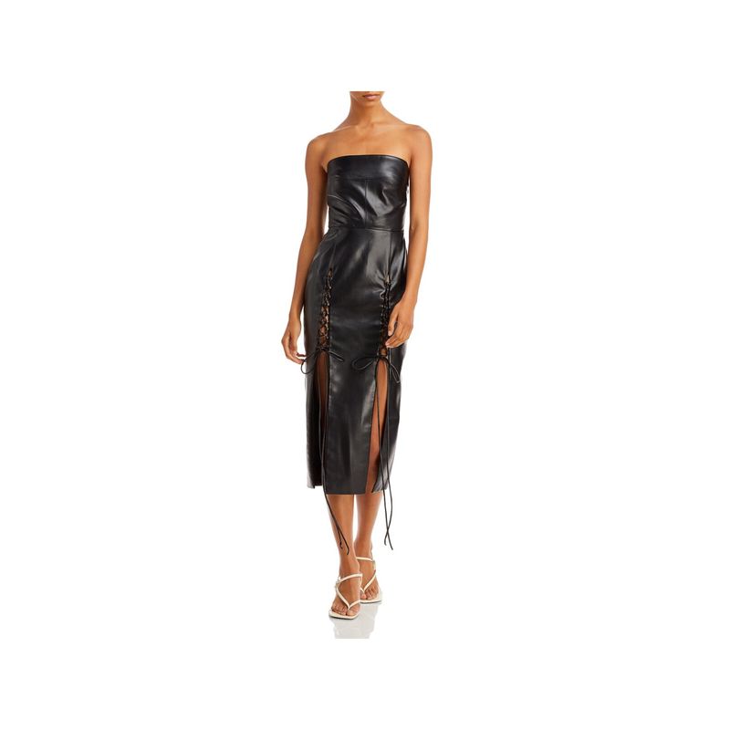 Nwt Aleksandre Akhalkatsishvili Womens Black Up Twin Slit Front Midi Dress L